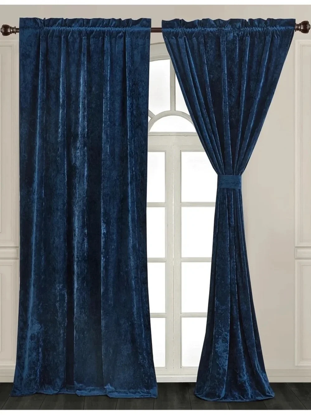 Luxury Velvet Curtain Panel set 50x72in - Navy Blue